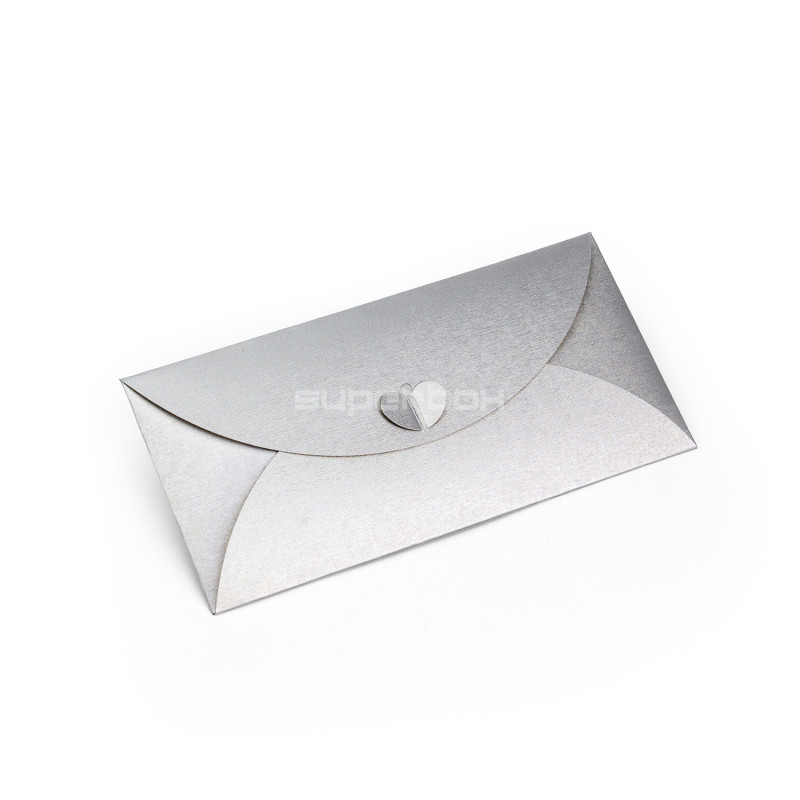 Silberner Umschlag mit Herzverschluss | 220x110 mm | Superbox