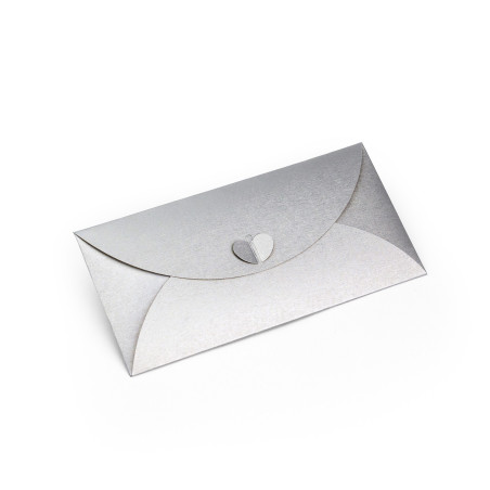 Silberner Umschlag mit Herzverschluss | 220x110 mm | Superbox