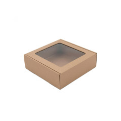 Kleine Braune Verpackungsbox mit Fenster | 185x195x60 mm | Superbox