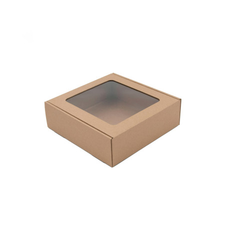 Kleine Braune Verpackungsbox mit Fenster | 185x195x60 mm | Superbox