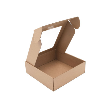 Braune Box mit PVC-Fenster, 6 cm hoch