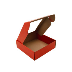 Rote Geschenkbox mit PVC-Fenster und Herzmuster, 6 cm hoch