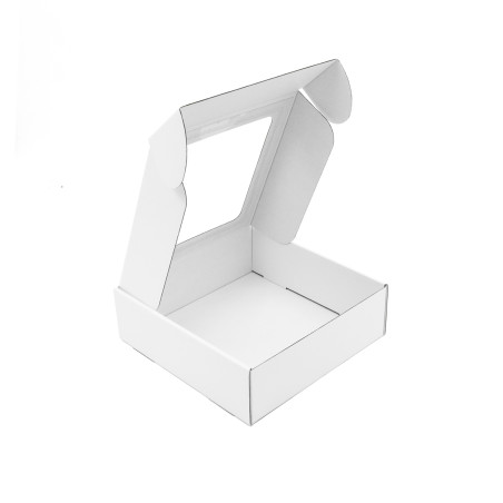 Weiße kleine Geschenkbox mit PVC-Fenster, 6 cm hoch