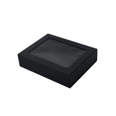 Schwarze Schiebeschachtel mit Fenster | 195x148x48 mm | Superbox