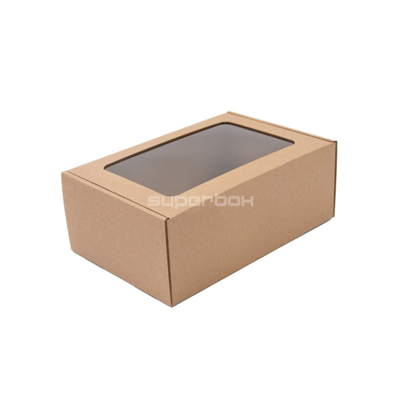 Braune A5 Schachtel mit Fenster | 220x150x85 mm | Superbox