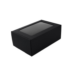 Schwarze A5 Geschenkbox mit Fenster | 220x150x85 mm | Superbox