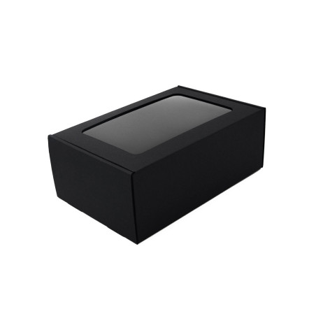Schwarze A5 Geschenkbox mit Fenster | 220x150x85 mm | Superbox