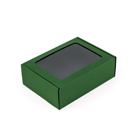 Grüne A5 Geschenkbox mit Fenster | 210x160x70 mm | Superbox