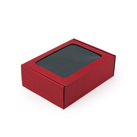 Rote A5 Geschenkbox mit Fenster | 210x160x70 mm | Superbox