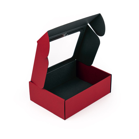 Rote A5-Format-Geschenkbox mit Fenster