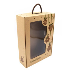 Braune Geschenkbox mit Grüner Weihnachtsmuster | 240x350x90 mm