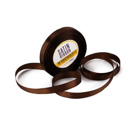 Dunkelbraunes Satinband, 12 mm Breite