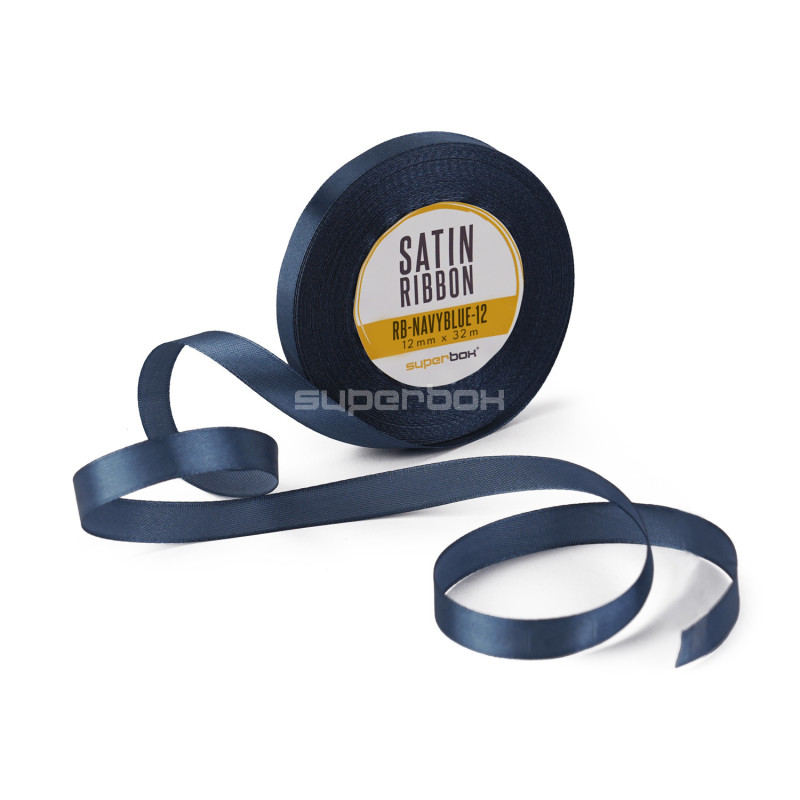 Feines marineblaues Satinband, 12 mm Breite