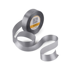Dekoratives graues Satinband, 25 mm Breite
