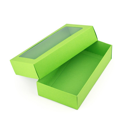 Pastellgrüne zweiteilige Karton-Geschenkbox mit Fenster