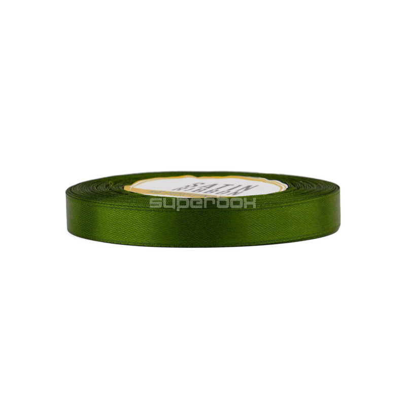 Schmales olivgrünes Satinband | 12 mm x 32 m | Superbox