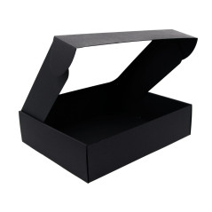 Schwarze Geschenkbox mit klarem Fenster für 3 Flaschen