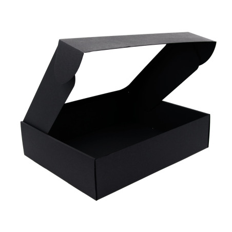 Schwarze Geschenkbox mit klarem Fenster für 3 Flaschen