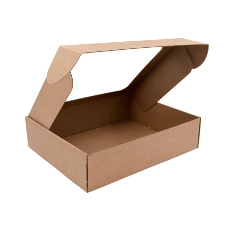 Braune Geschenkbox mit klarem Fenster für 3 Flaschen