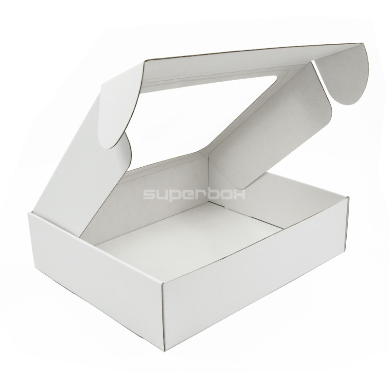 Weiße Geschenkbox mit klarem Fenster für 3 Flaschen