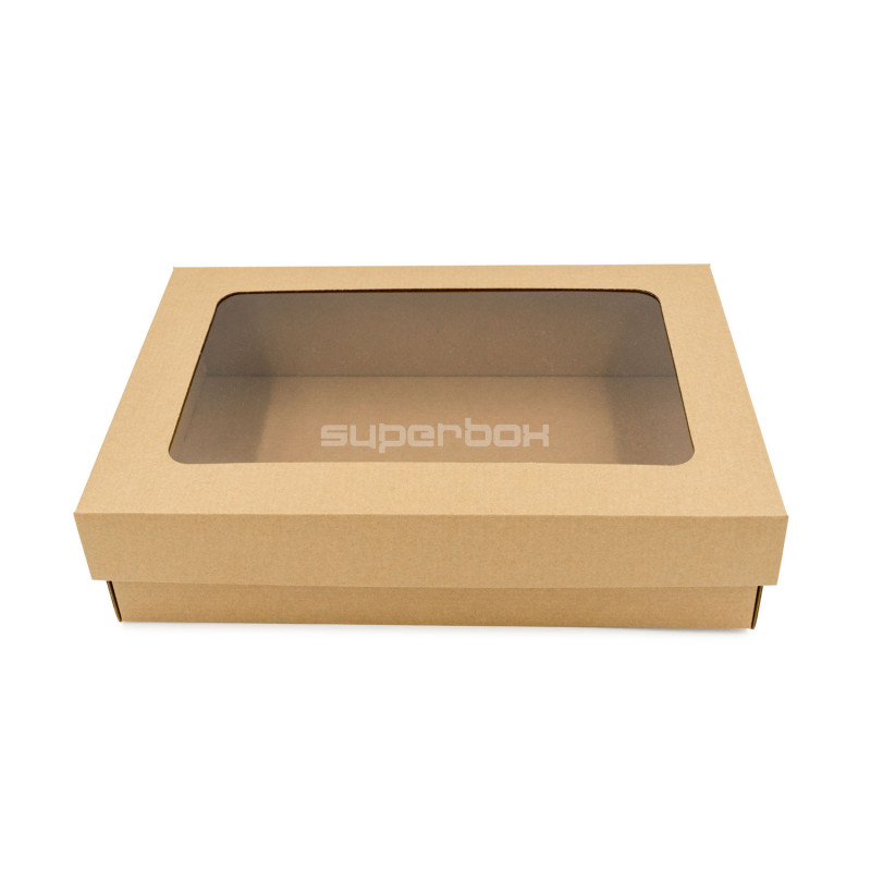 Multipurpose Brown Base-Lid Gift Box with Clear Window Multipurpose Brown Base-Lid Gift Box with Clear Window
