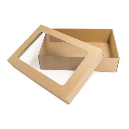 Mehrzweck braune Basis-Deckel-Geschenkbox mit Klarsichtfenster