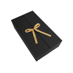 Schwarze Doppeltür-Box mit goldenem Band, 340x190x85 mm