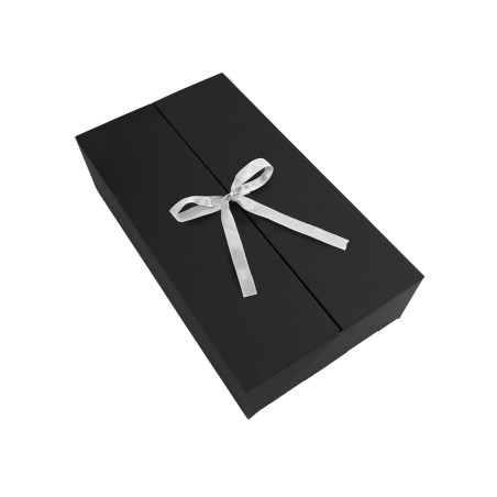 Schwarze Doppeltür-Box mit silbernem Band, 340x190x85 mm