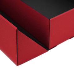 Rote Geschenkbox mit Doppeltür und integriertem Satinschleifenband, 340x190x85 mm