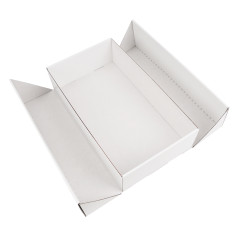 Weiße Doppeltür-Geschenkbox mit integriertem Satinband