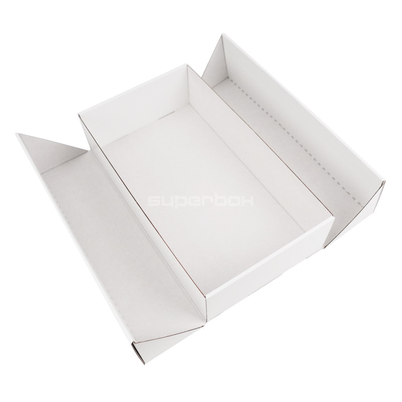 Weiße Doppeltür-Geschenkbox mit integriertem Satinband