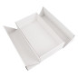 Weiße Geschenkbox mit Doppeltür und integriertem Satinschleifenband, 340x190x85 mm