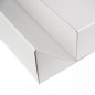 Weiße Geschenkbox mit Doppeltür und integriertem Satinschleifenband, 340x190x85 mm