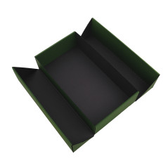Grüne Doppeltür-Geschenkbox mit integriertem Satinband