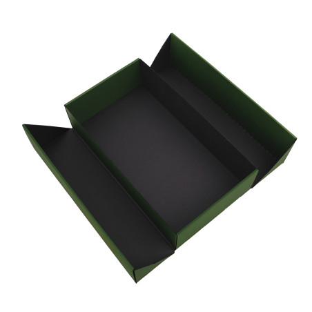 Grüne Doppeltür-Geschenkbox mit integriertem Satinband
