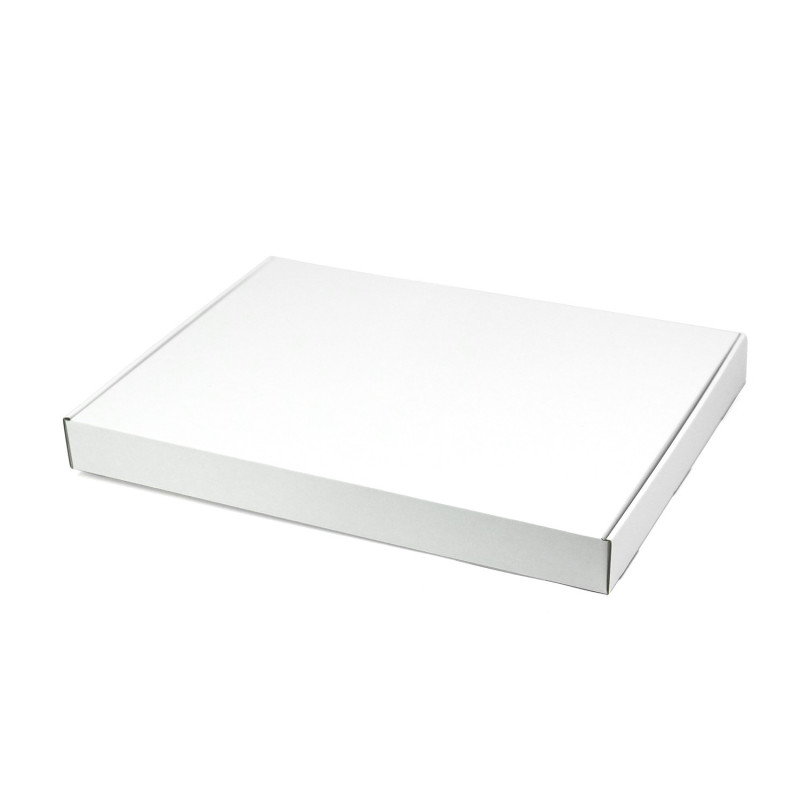 Große weiße Geschenkbox mit geringer Höhe, 400x 300x40 mm
