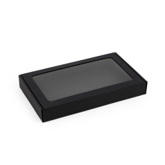 Schwarze Geschenkbox mit PVC-Fenster | 300x180x40 mm | Superbox