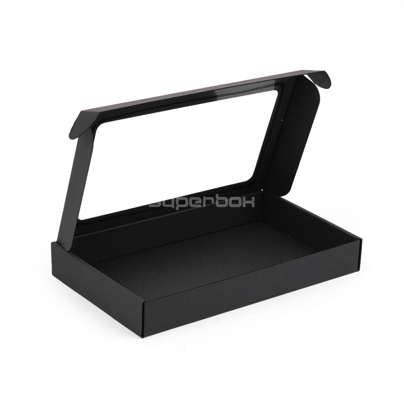 Schwarze Geschenkbox mit PVC-Fenster