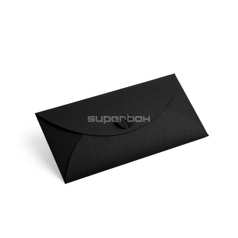Schwarzer Umschlag mit Herzverschluss | 220x110 mm | Superbox