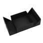 Square black double door box with gold ribbon, 220x220x90 mm