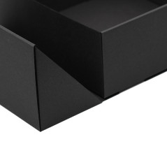 Square black double door box with gold ribbon, 220x220x90 mm