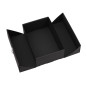 Schwarze Doppeltürbox im A5-Format mit goldenem Band, 220x150x85 mm