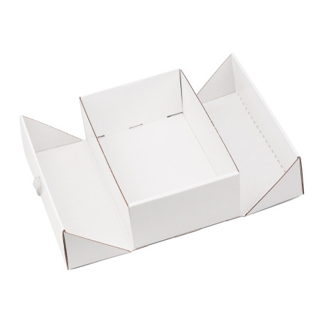 Weiße A5 Doppeltür-Geschenkbox mit integriertem Satinband