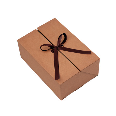 A5-Format braune Doppeltür-Box mit dunkelbraunem Band, 220x150x85 mm