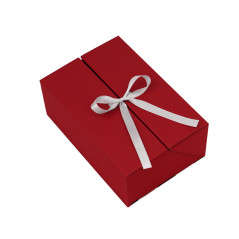A5-Format rote Doppeltür-Box mit silbernem Band, 220x150x85 mm