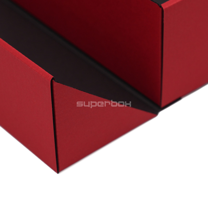 Geschenkbox im A5-Format, rot, mit Doppeltür und integriertem Satinband