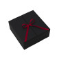Square black double door box with burgundy ribbon, 220x220x90 mm