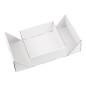 Quadratische weiße Doppeltür-Box mit dunkelgrünem Band, 220x220x90 mm