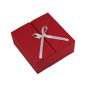 Square red double door box with silver ribbon, 220x220x90 mm