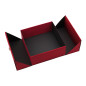 Quadratische rote Doppeltür-Box mit silbernem Band, 220x220x90 mm